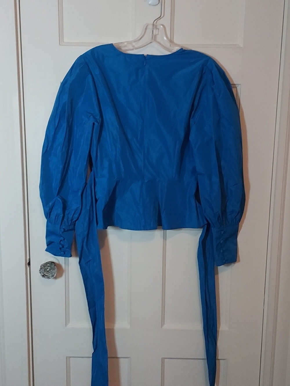 Veronica Beard Seema Long Sleeve Crisscross Blouse In Bluebell Sz 8 - Picture 14 of 16